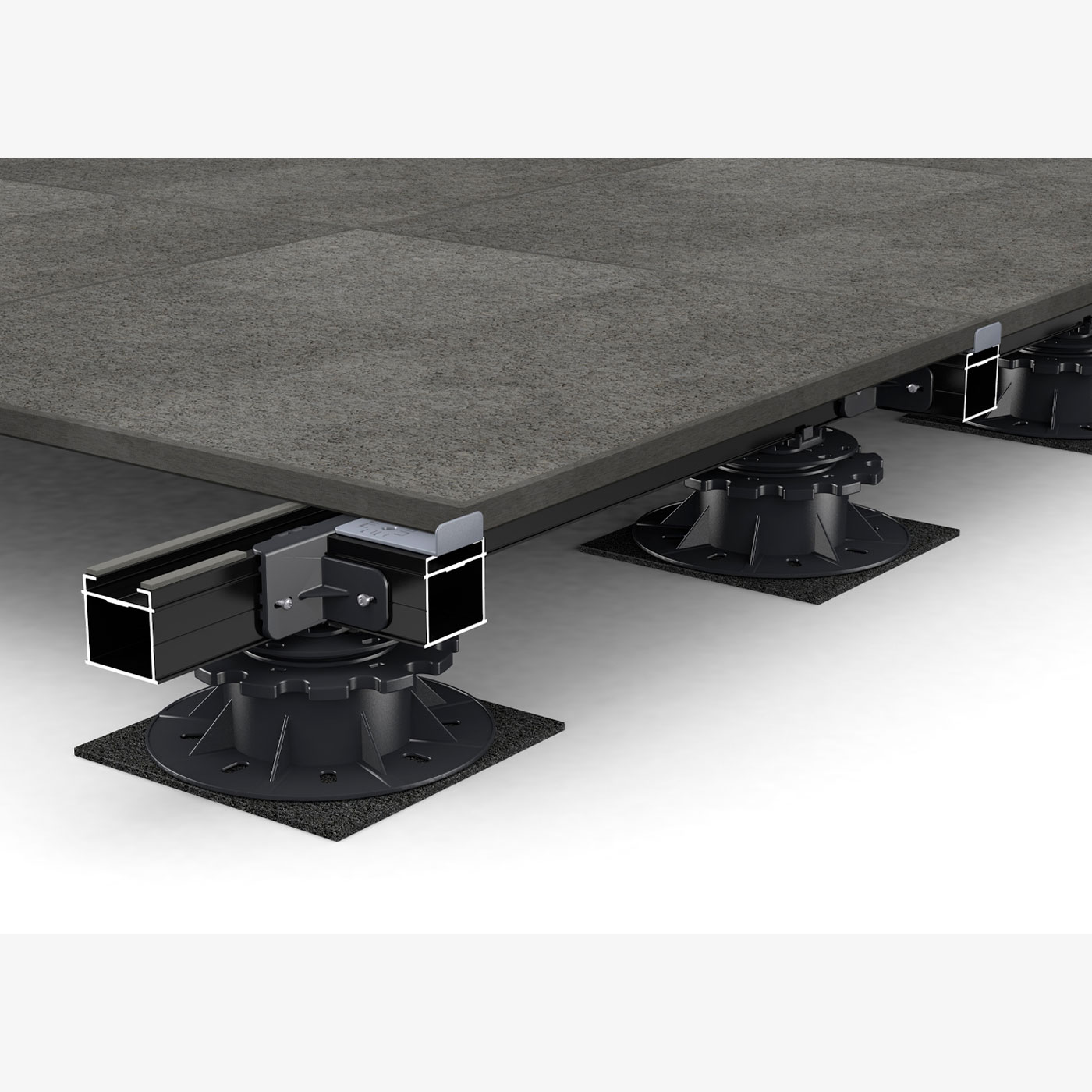 Montage – TRIAS ALU Plattenanschlag auf Terrassenunterkonstruktion TRIAS Alu