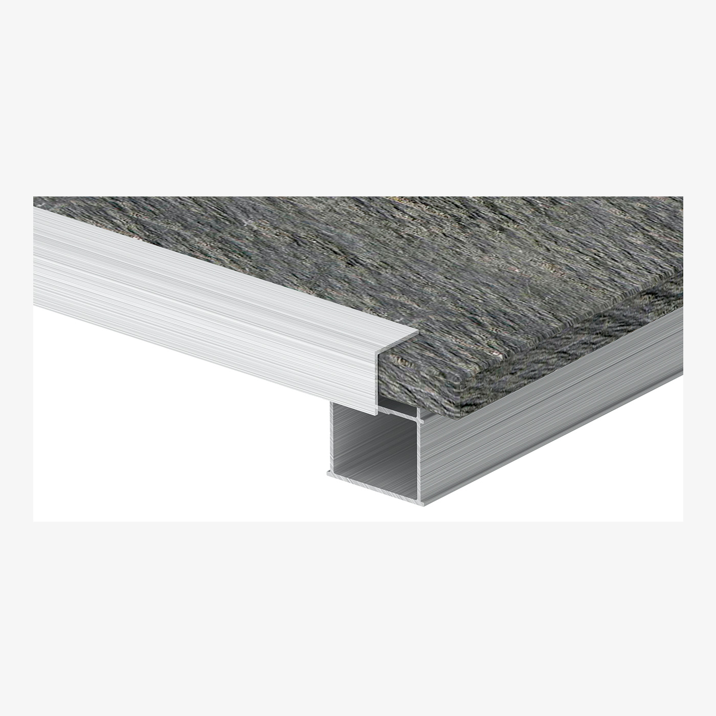 Das Bild zeigt die Anwendung des TRIAS ALU Winkel30 in der Farbe Silber