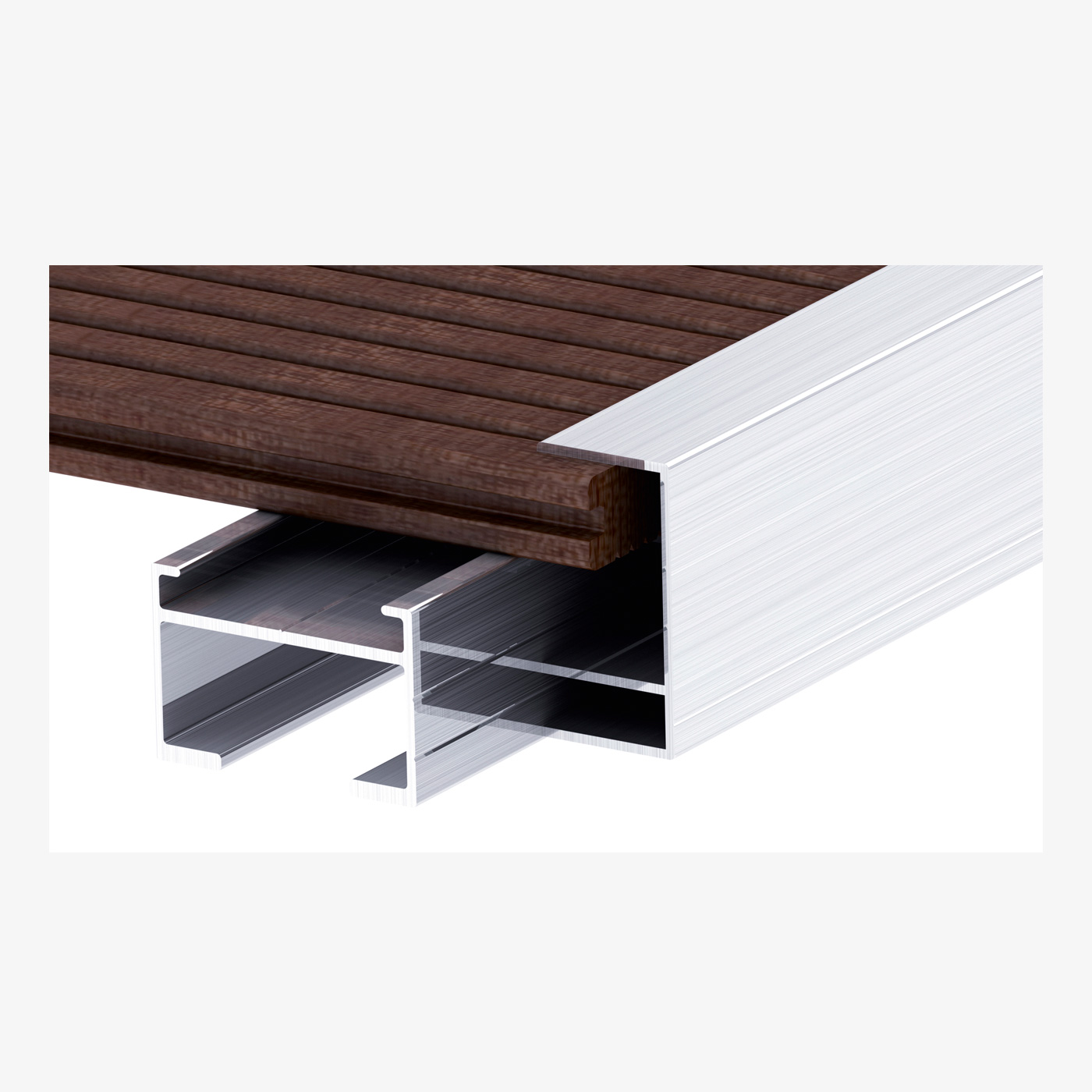 Das Bild zeigt das TRIAS ALU Abschlussprofil in der Farbe Silber in Anwendung