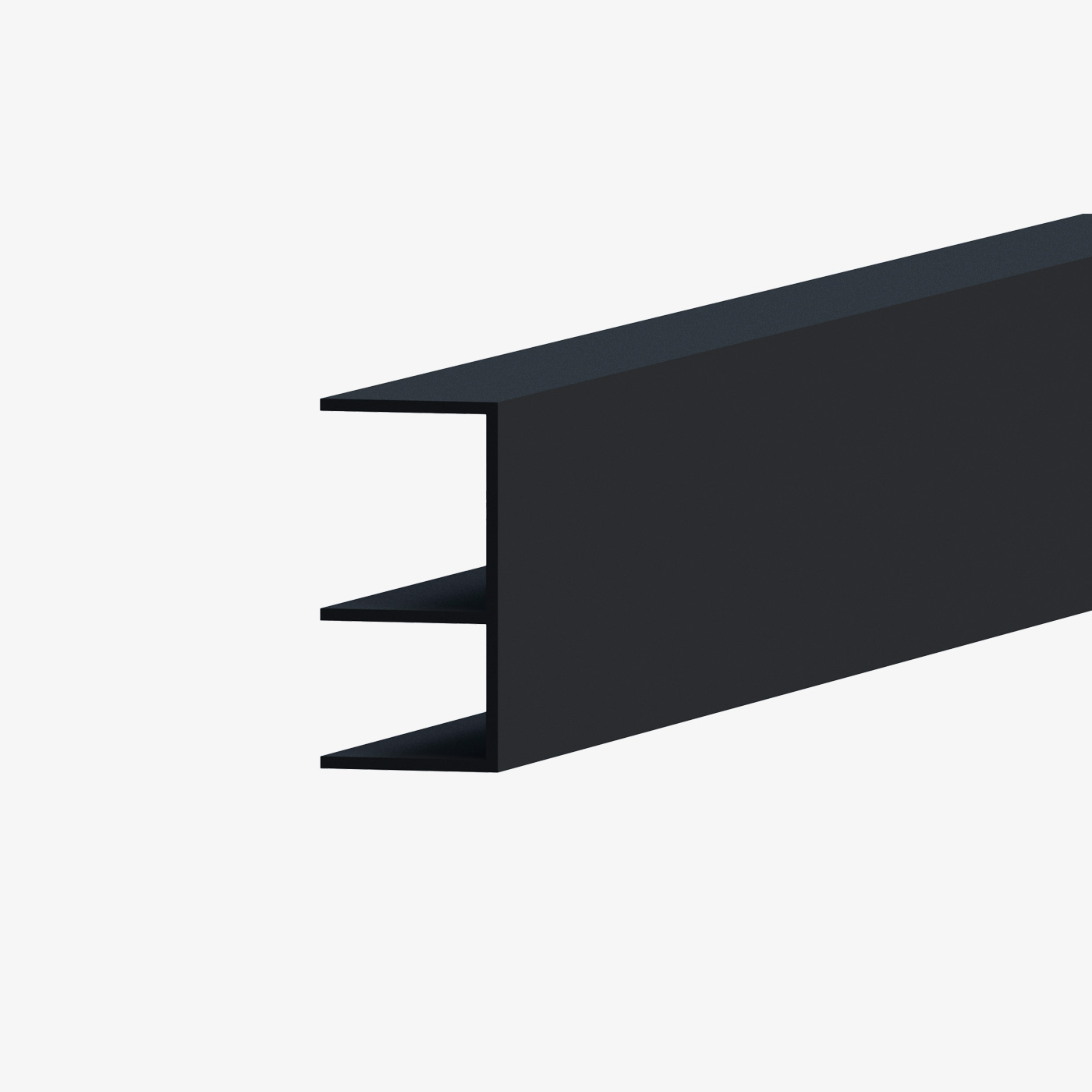 Das Bild zeigt das TRIAS ALU Abschlussprofil in der Farbe Schwarz