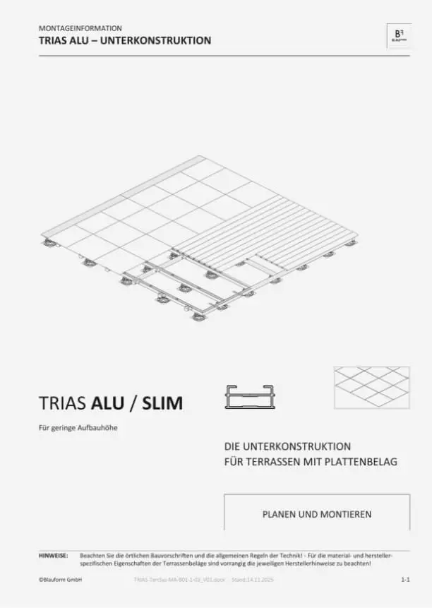 Montageanleitung TRIAS Alu Slim mit Plattenbelag – Vorschau