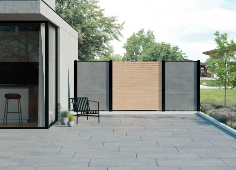 Sichtschutz mit Fliesen und Rhombus