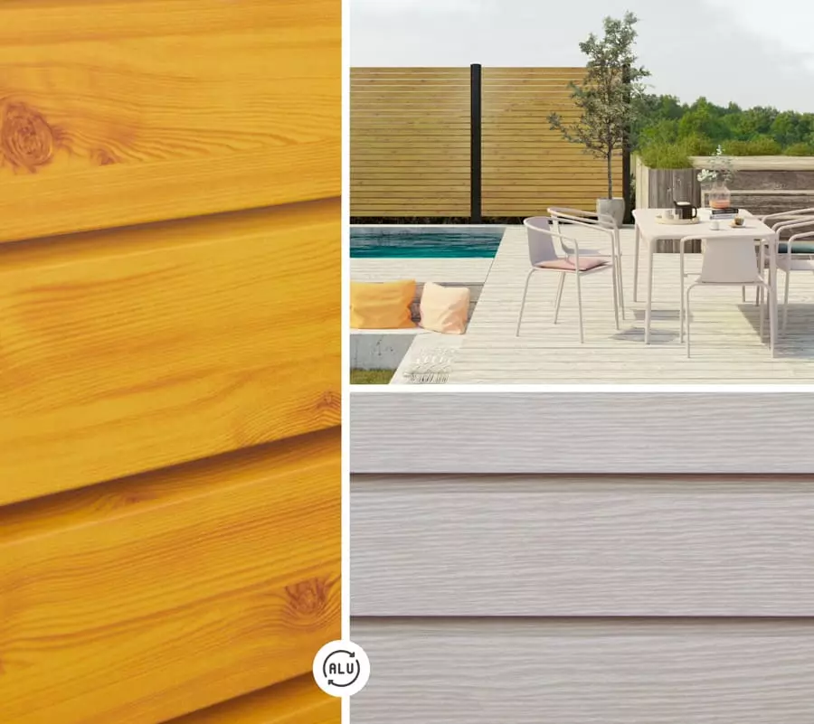 Detailbild Rhombusleisten aus Aluminium in Holzoptik