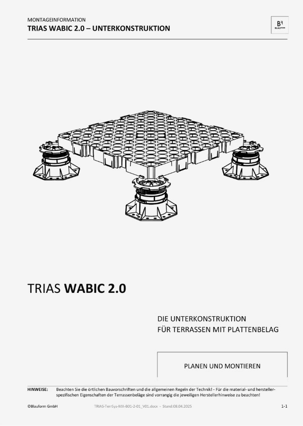 Montageanleitung TRIAS Wabic 2.0 Terrassenunterkonstruktion – Vorschau