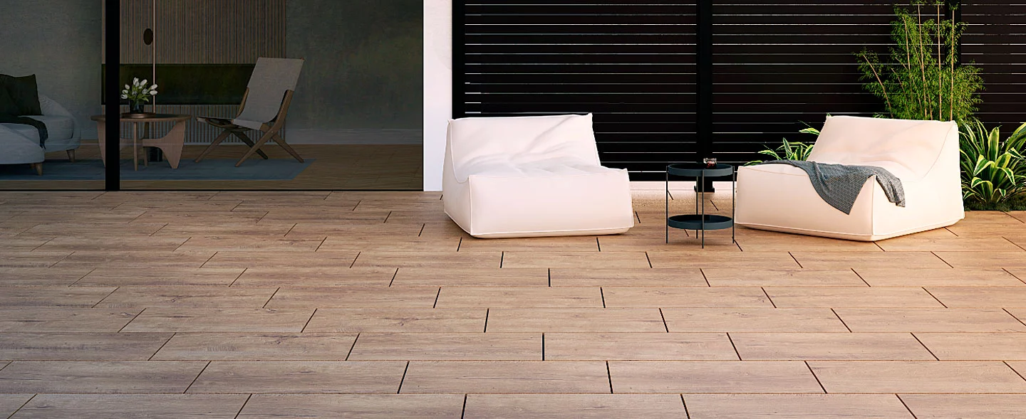 Terrassenplatten in Holzopitk – Terrassen-Unterkonstruktion Trias Wabic